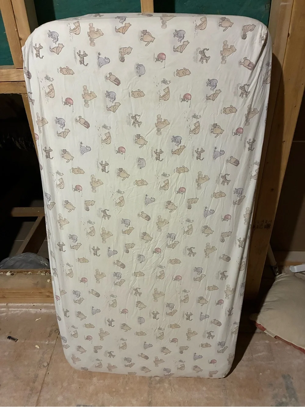 Pottery Barn Kids Fitted Crib Sheet in White with Winnie the Pooh Prints